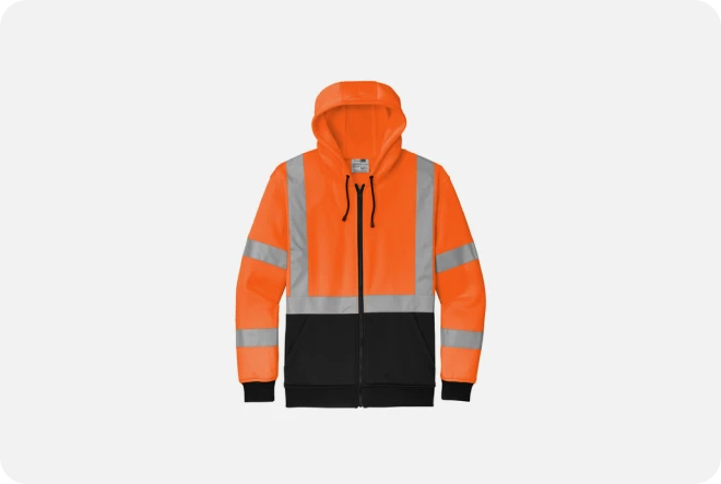 CornerStone® ANSI 107 Class 3 Heavy-Duty Fleece Full-Zip Hoodie Sanmar CSF300